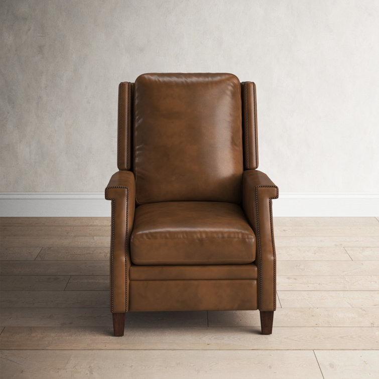 Narrow leather store recliner